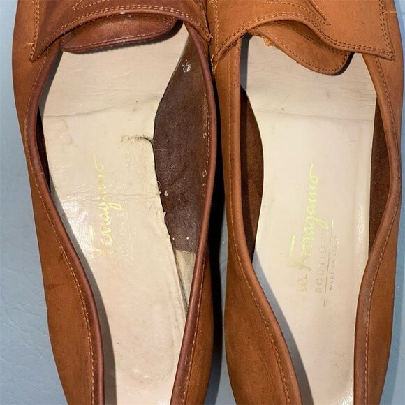 Salvatore Ferragamo women's Brown Suede Penny Loafers Size 8 AAA Narrow Shoes - Picture 10 of 13